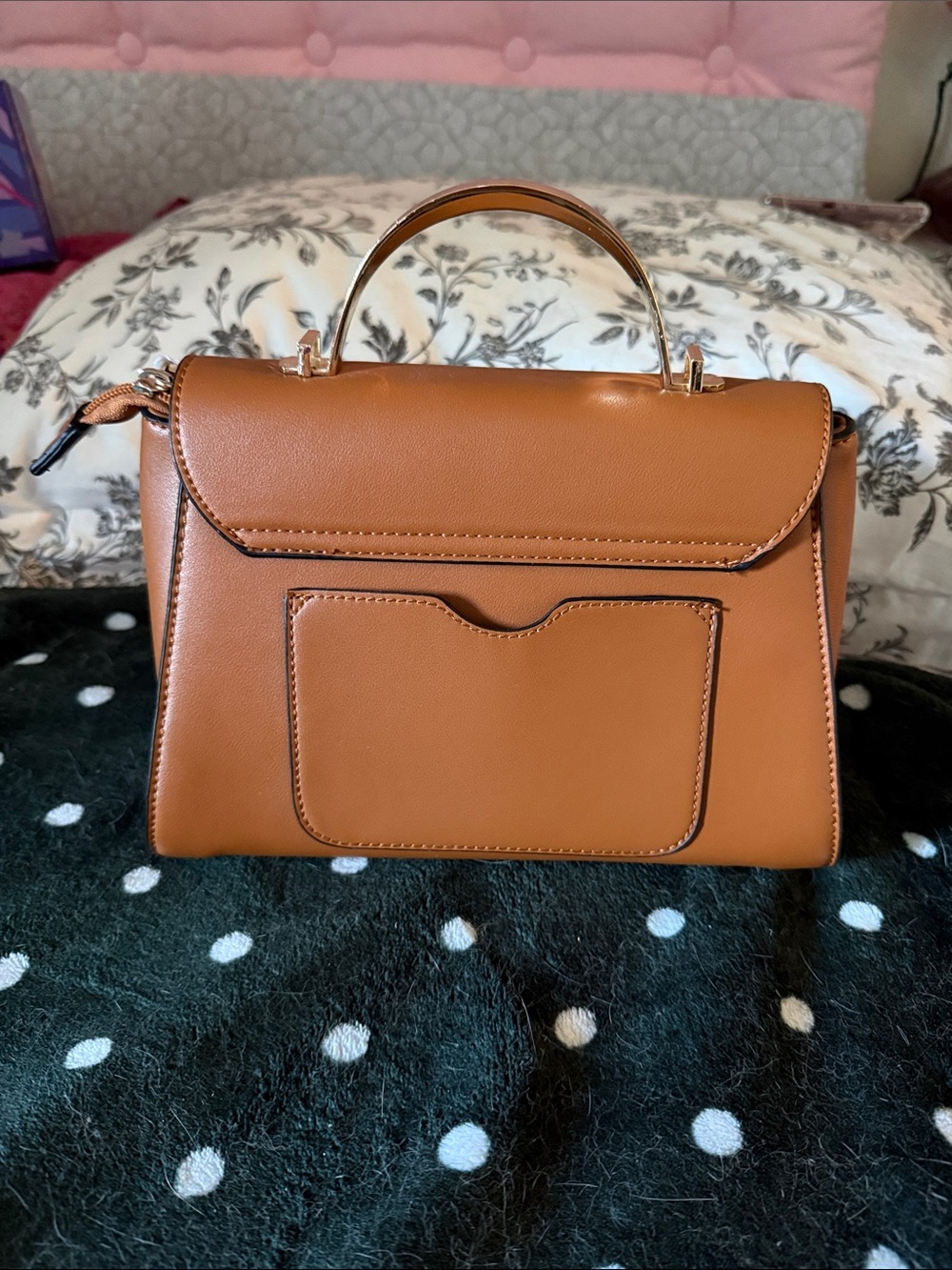Classic Structured Top-Handle Bag in Cognac Brown - Picture 5 of 5